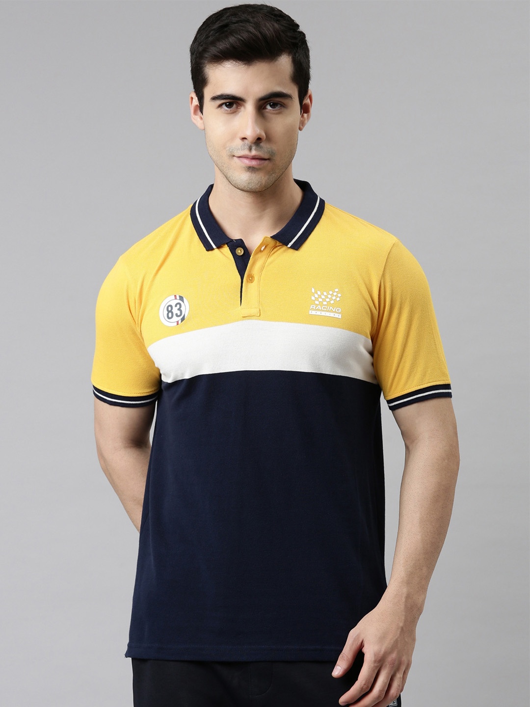 

Proline Colourblocked Polo Collar Cotton Casual T-shirt, Yellow