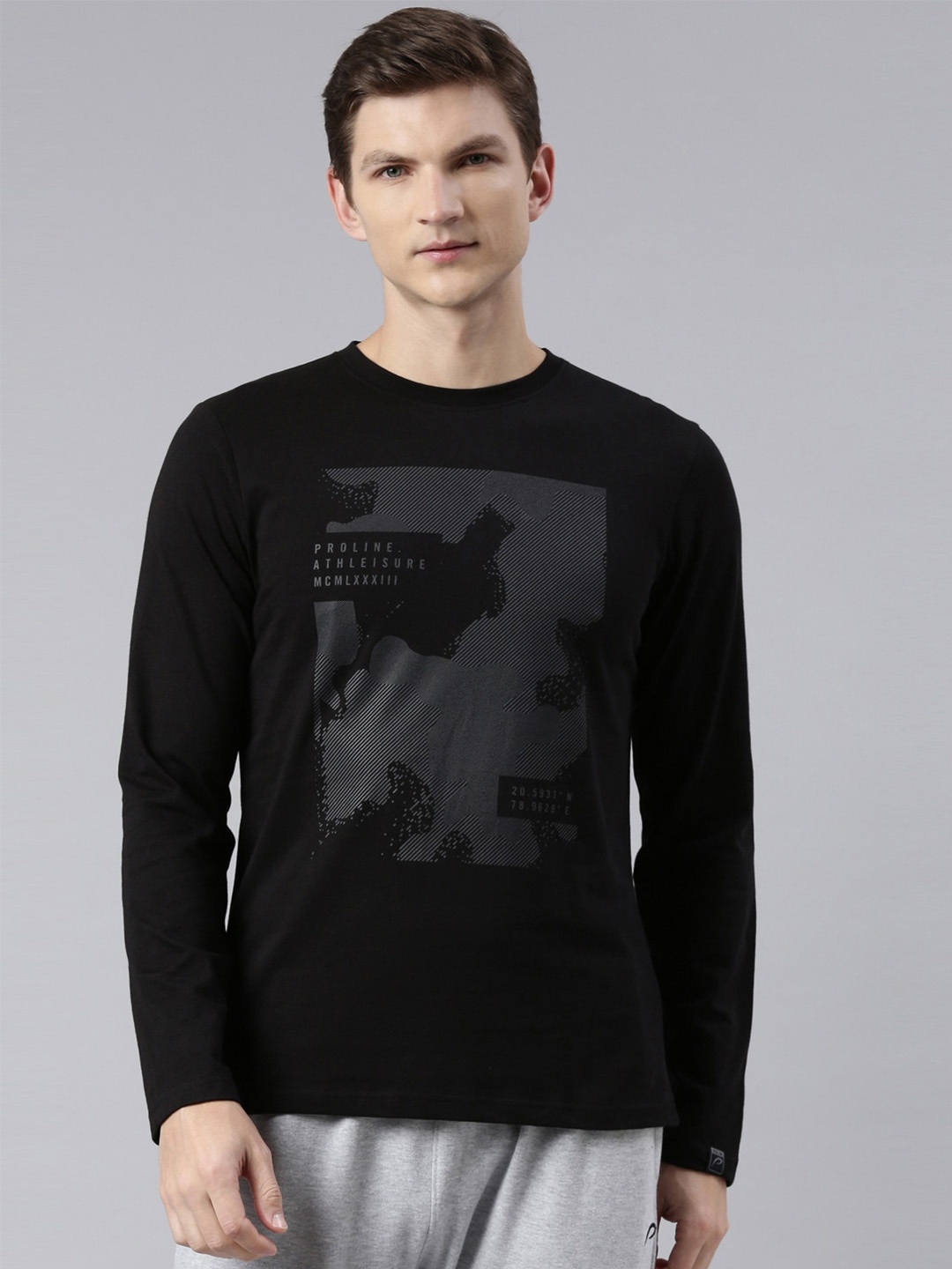 

Proline Graphic Printed Regular Fit Cotton Casual T-shirt, Black
