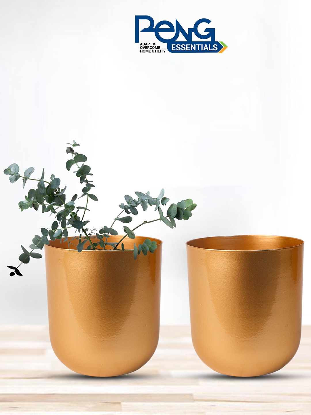 

Peng Essentials Beige Flower Pot Indoor Plant Vase, Gold