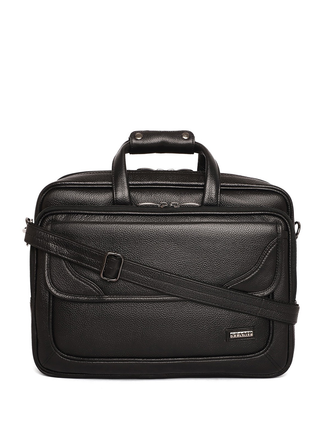 

Stamp Unisex Leather Laptop Bag Up to 17 inch, Black