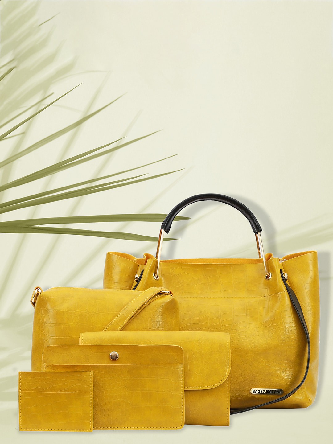 

Bagsy Malone Pack Of 5 Textured Handheld Bag, Yellow