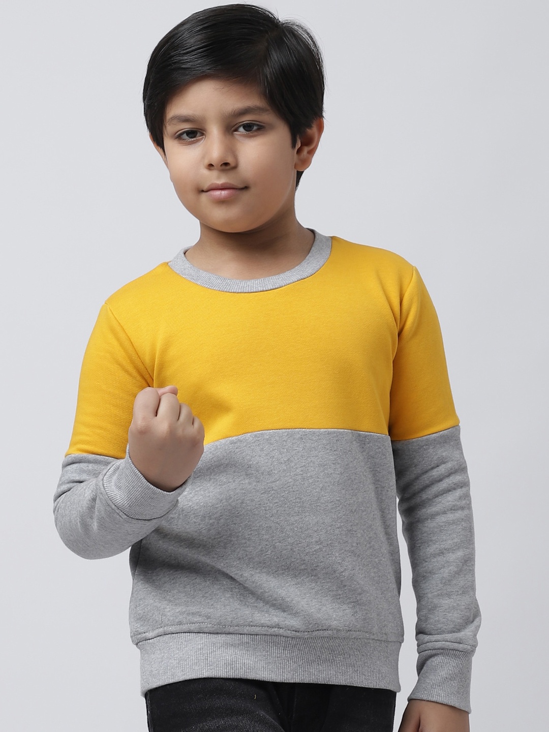 

Rute Boys Colourblocked Pullover Fleece Sweatshirt, Yellow
