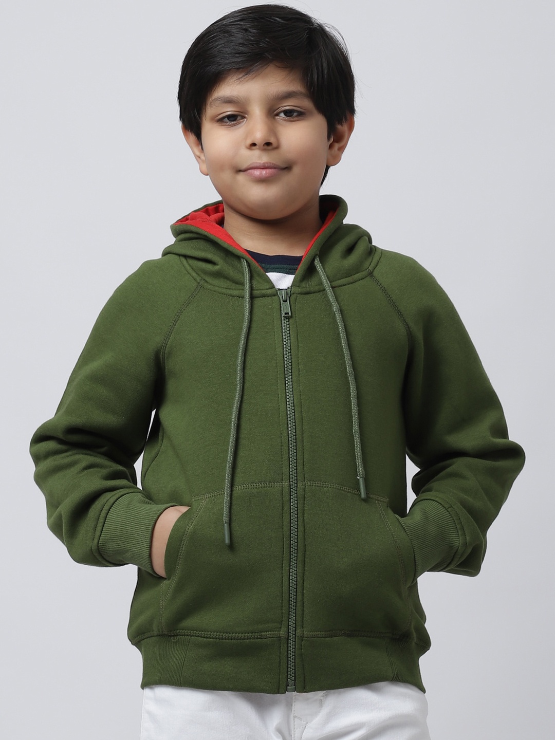 

Rute Boys Front-Open Fleece Sweatshirt, Green