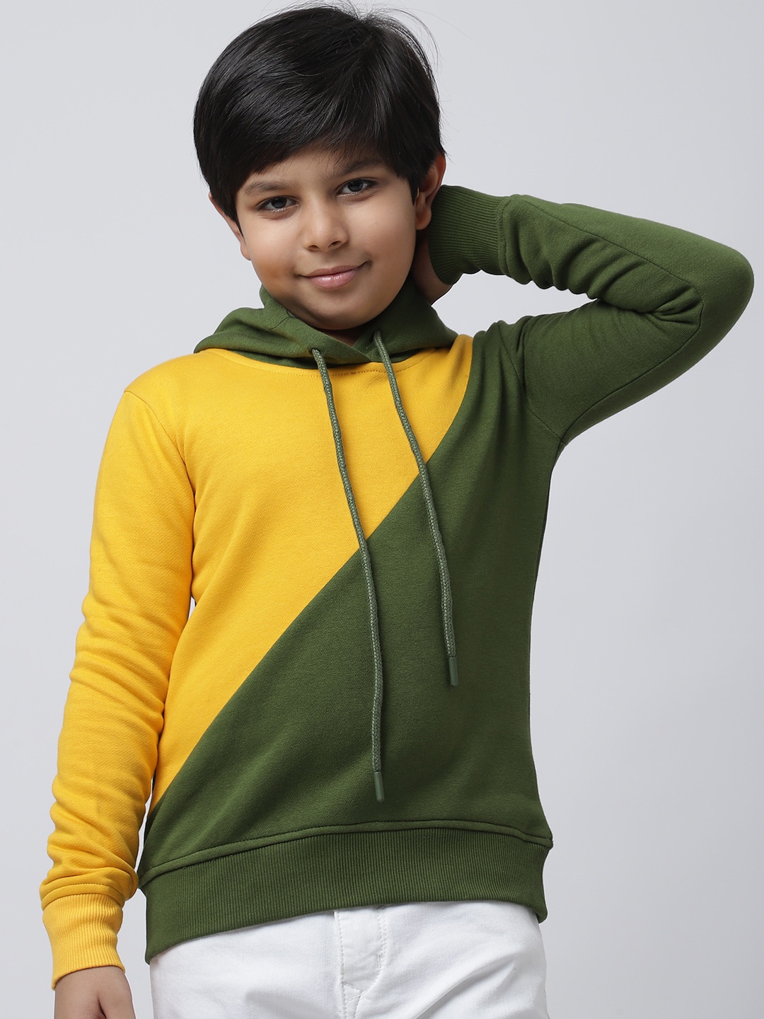 

Rute Boys Colourblocked Pullover Fleece Sweatshirt, Green