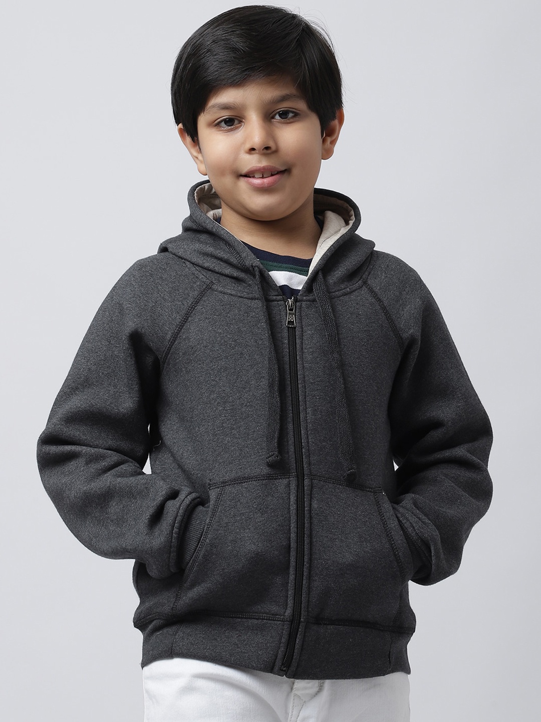 

Rute Boys Front-Open Fleece Sweatshirt, Grey