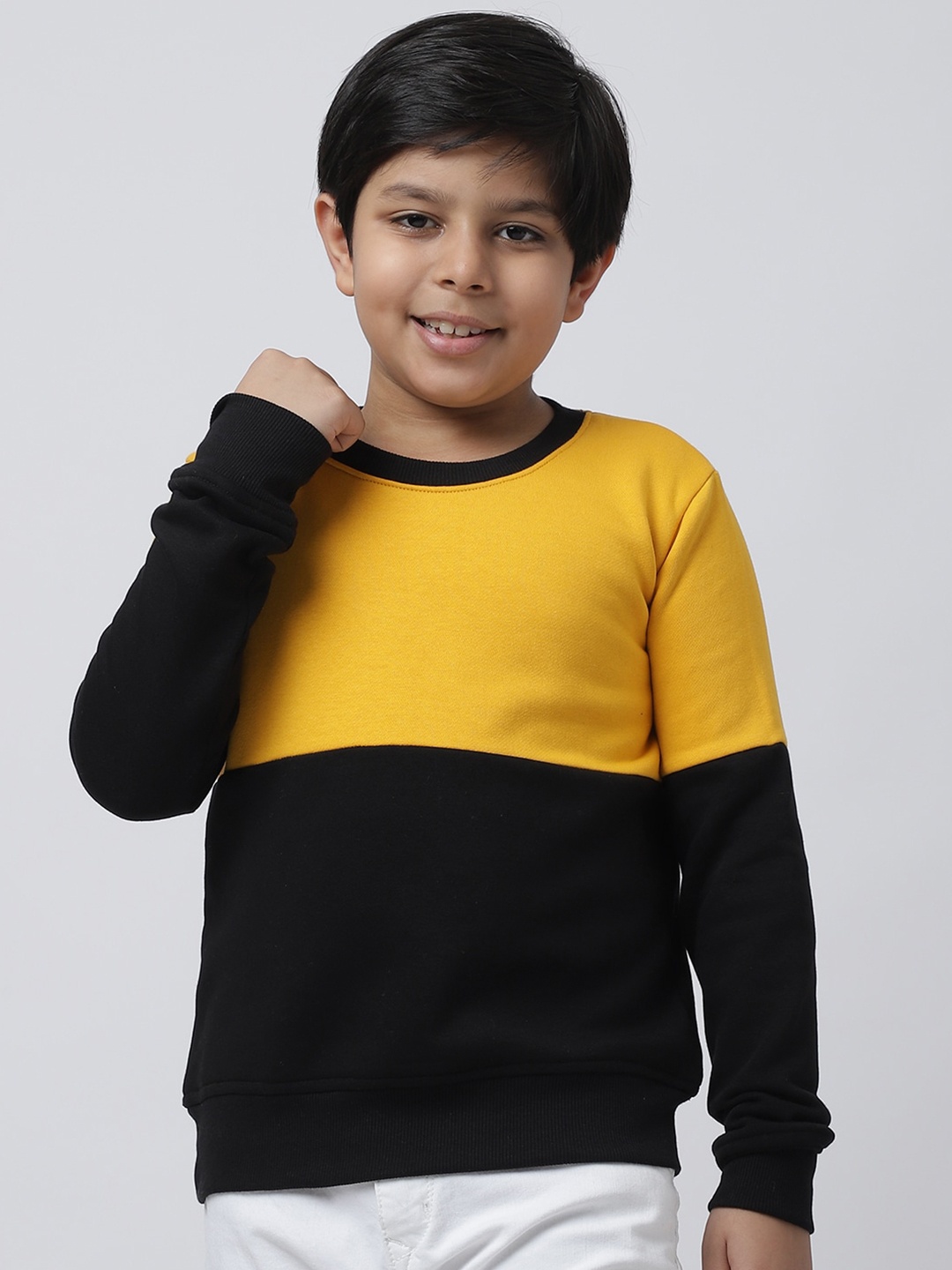 

Rute Boys Colourblocked Pullover Fleece Sweatshirt, Yellow