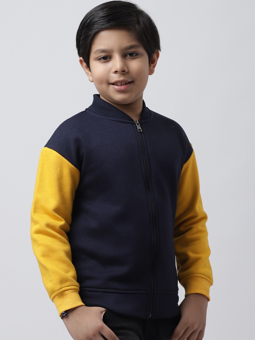

Rute Boys Colourblocked Front-Open Fleece Sweatshirt, Blue