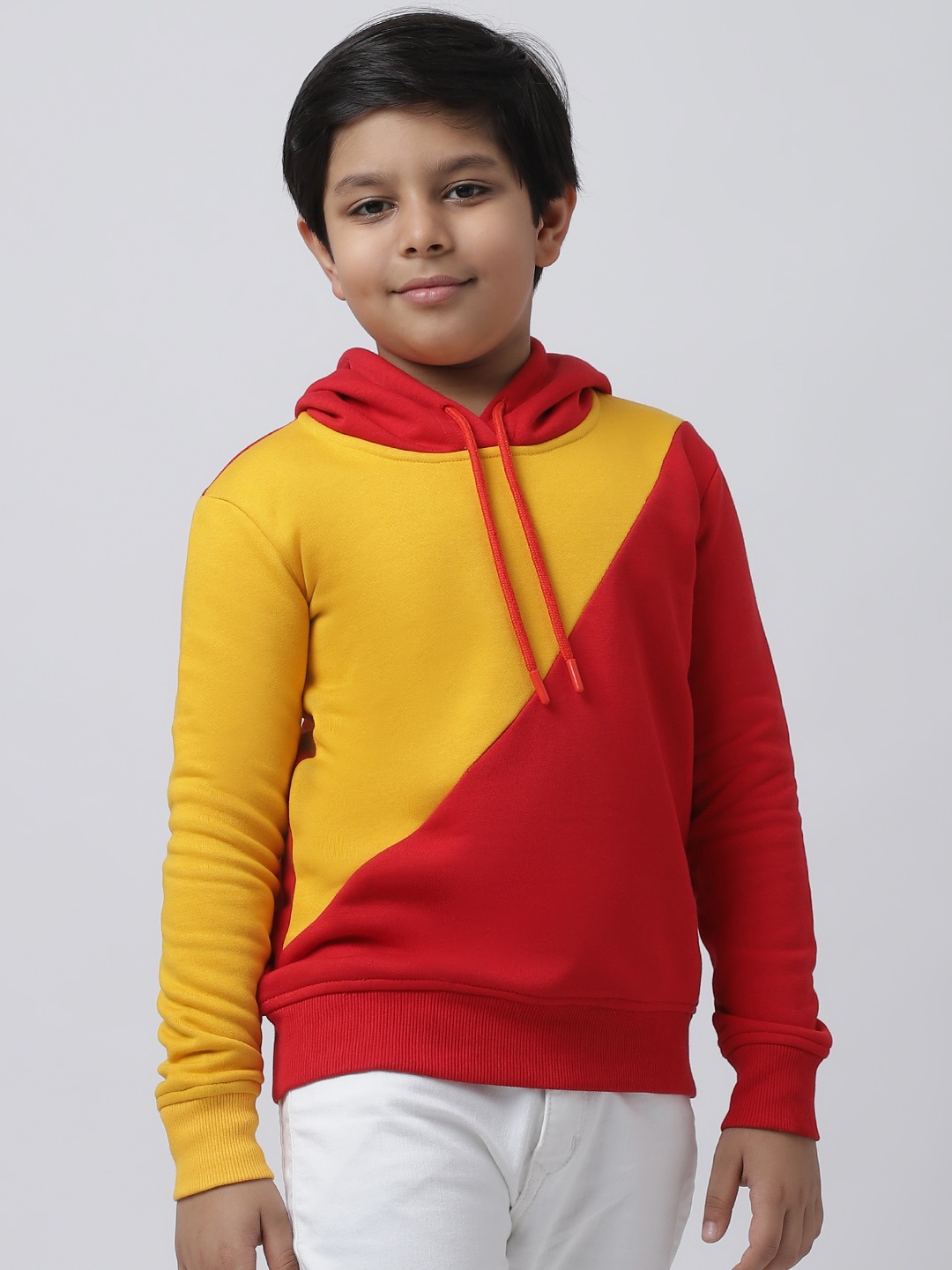 

Rute Boys Colourblocked Pullover Fleece Sweatshirt, Red