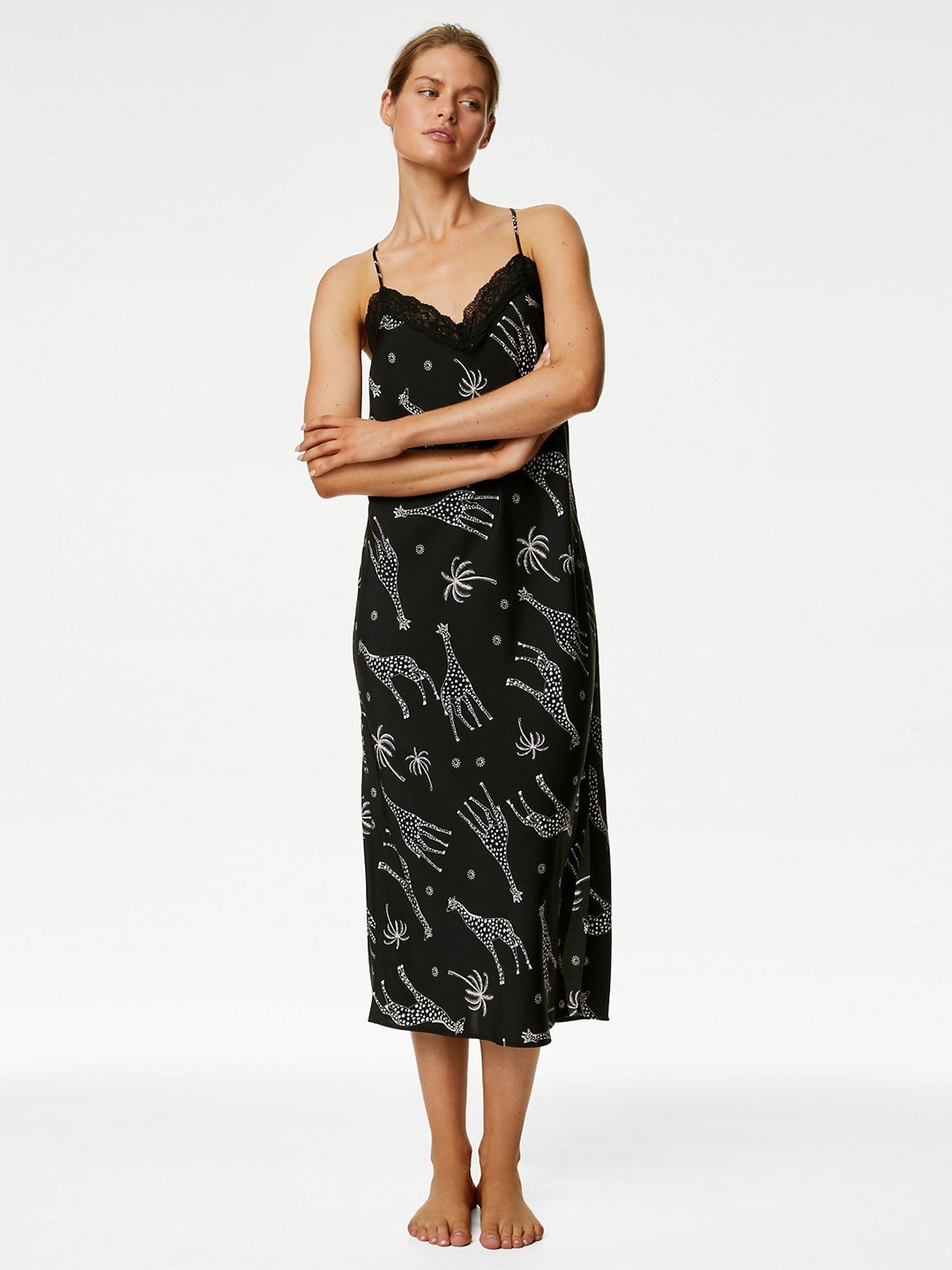 

Marks & Spencer Printed Nightdress, Black