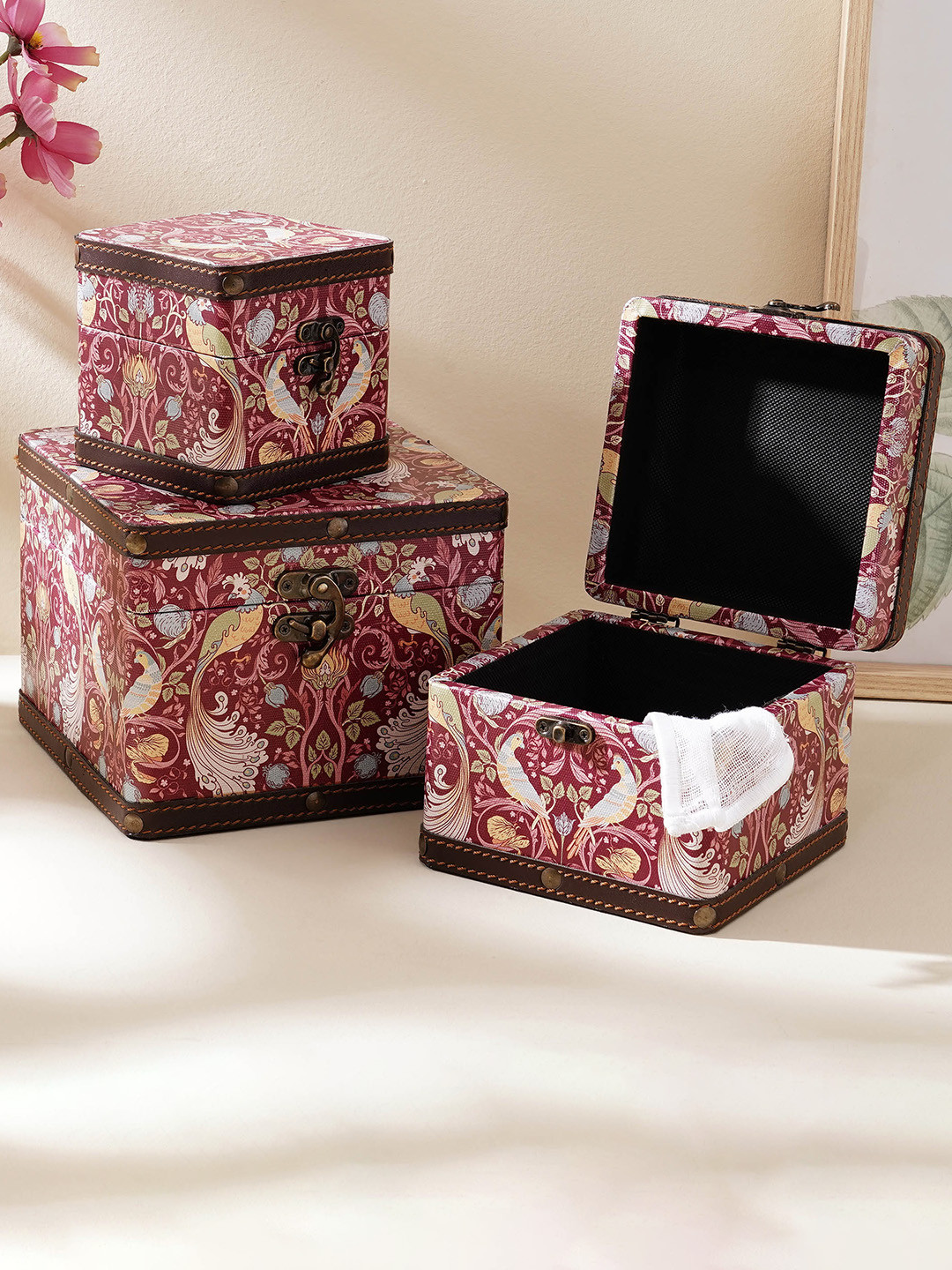 

Home Centre Wooden Printed Storage Gift Box, Maroon