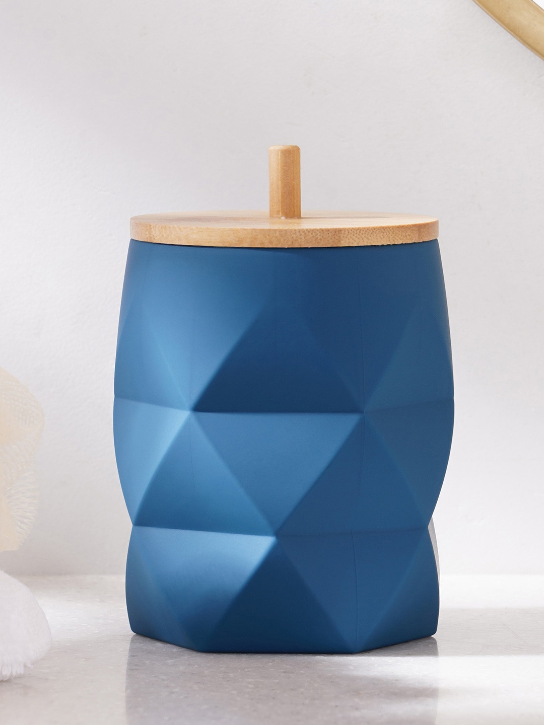 

Home Centre Blue Textured Intelio Cotton Box With Bamboo Lid