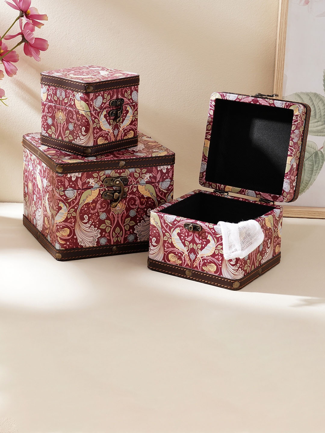

Home Centre Oxley Uphaar Brown & Maroon Printed Wooden Storage Gift Box