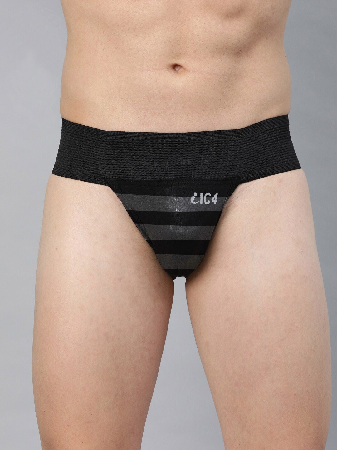 

IC4 Striped Mid-Rise Anti Bacterial Sports Briefs 0COAL201, Black