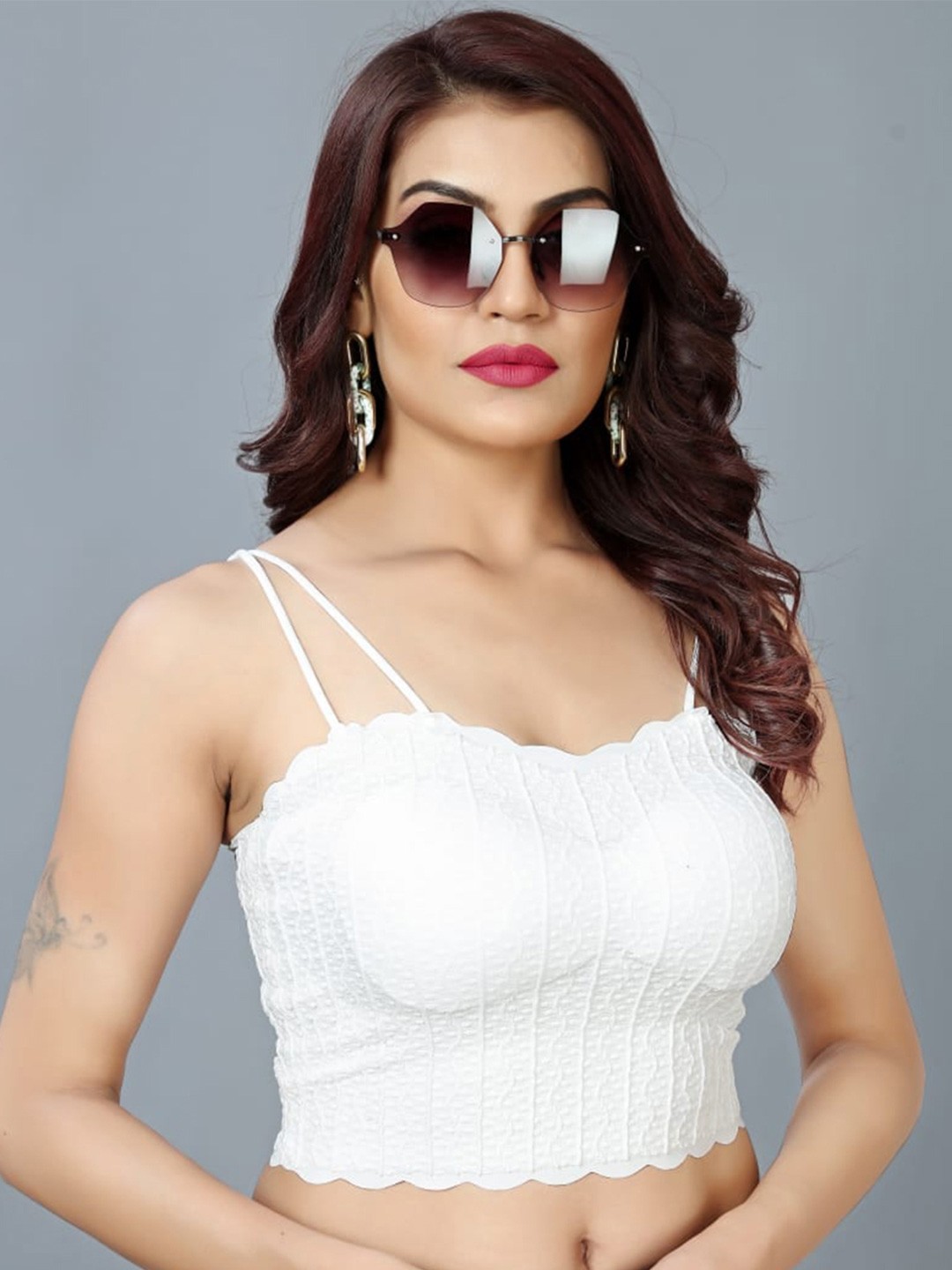 

BAESD Self Design Shoulder Straps Bralette Crop Top, White