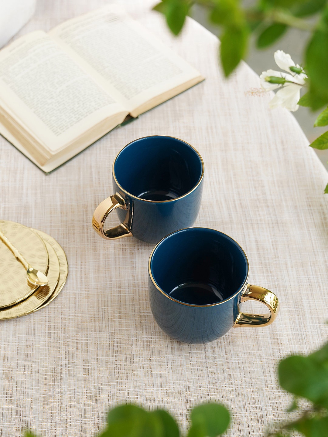 

Pure Home and Living Senorita Blue 2 Pieces Porcelain Matte Coffee Mugs 300 ml Each