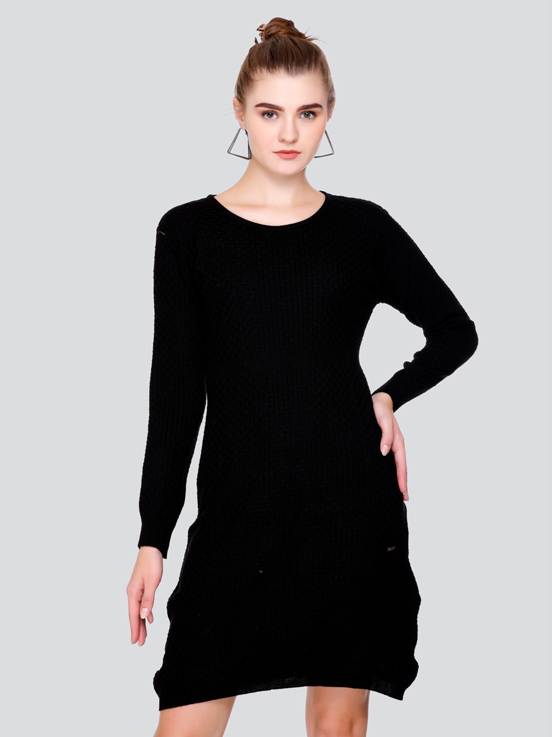 

GOSHA & MAU Self Design Acrylic Jumper Dress, Black