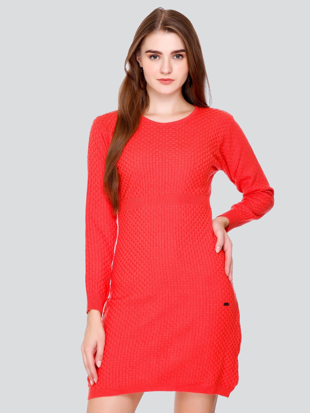 

GOSHA & MAU Self Design Acrylic Jumper Dress, Rust