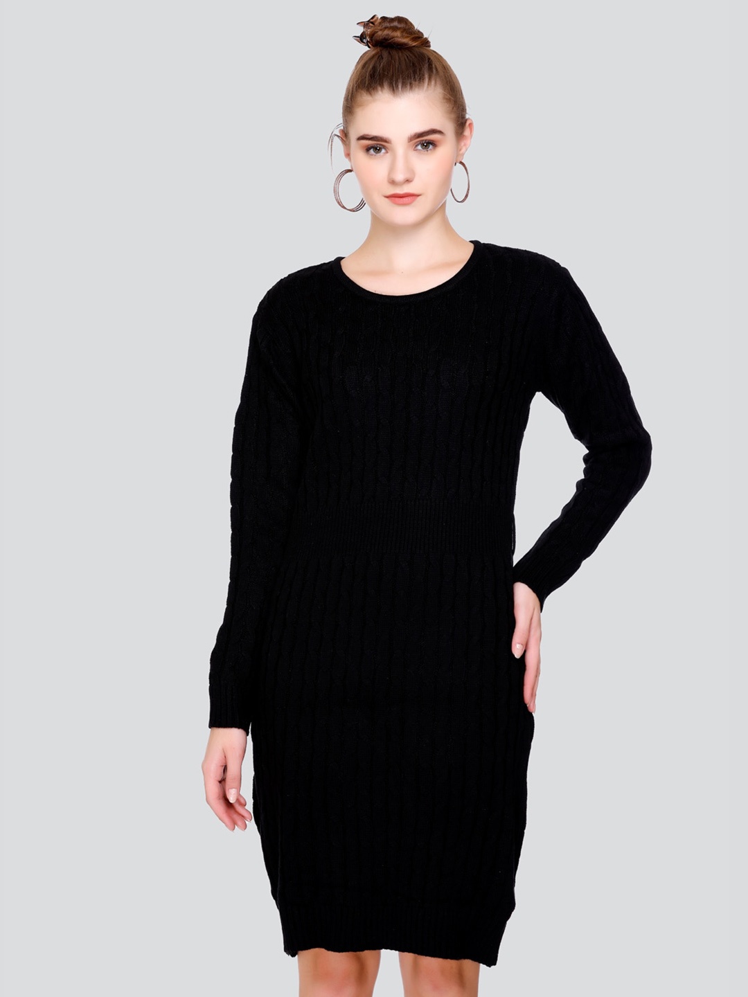 

GOSHA & MAU Self Design Acrylic Jumper Dress, Black