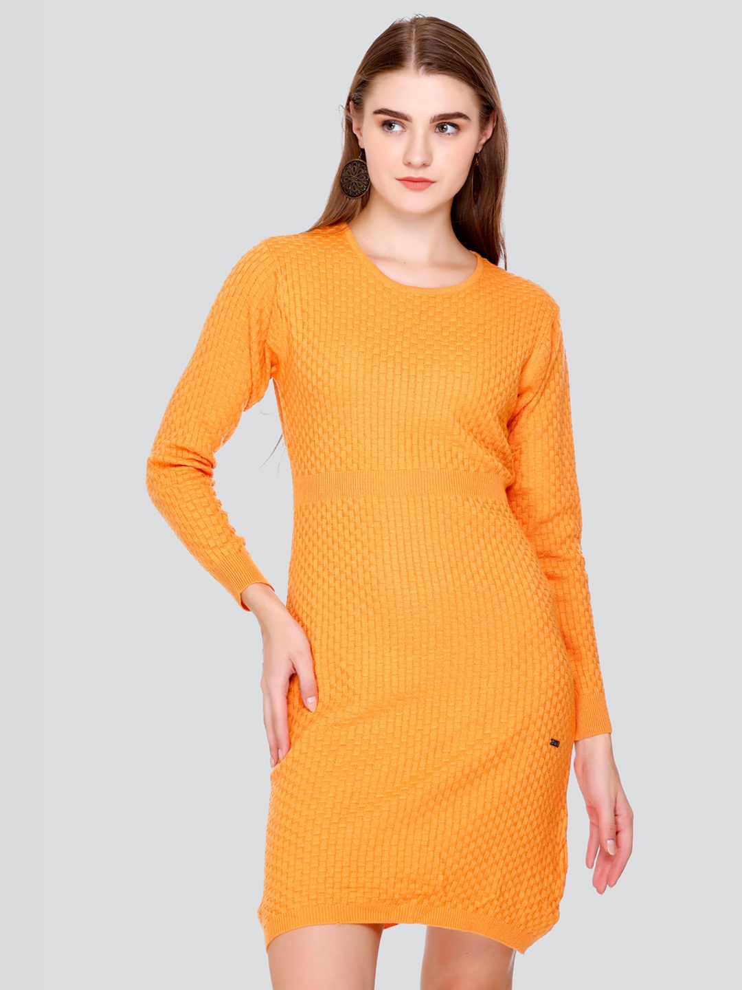 

GOSHA & MAU Self Design Acrylic Jumper Dress, Mustard