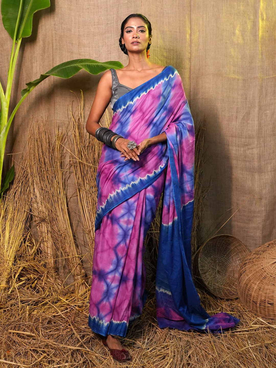 

Unnati Silks Tie and Dyed Pure Cotton Leheriya Saree, Blue