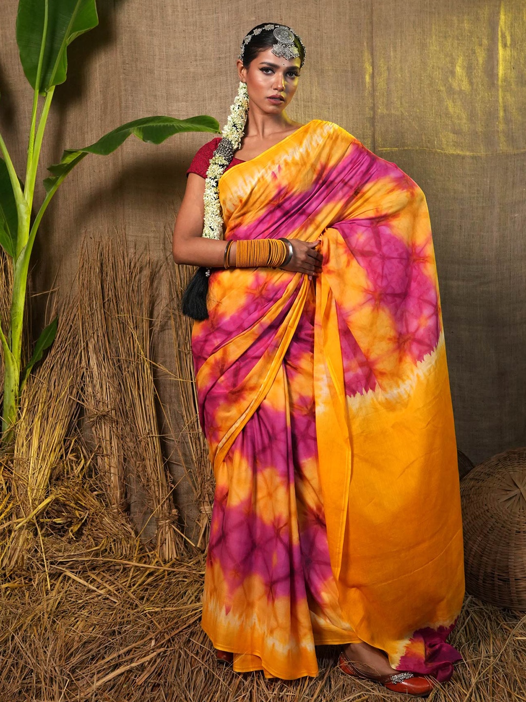

Unnati Silks Tie & Dye Pure Cotton Saree, Pink