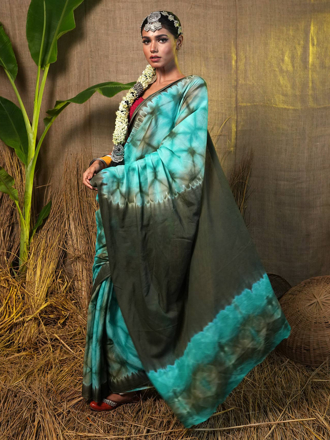 

Unnati Silks Tie & Dye Pure Cotton Saree, Blue
