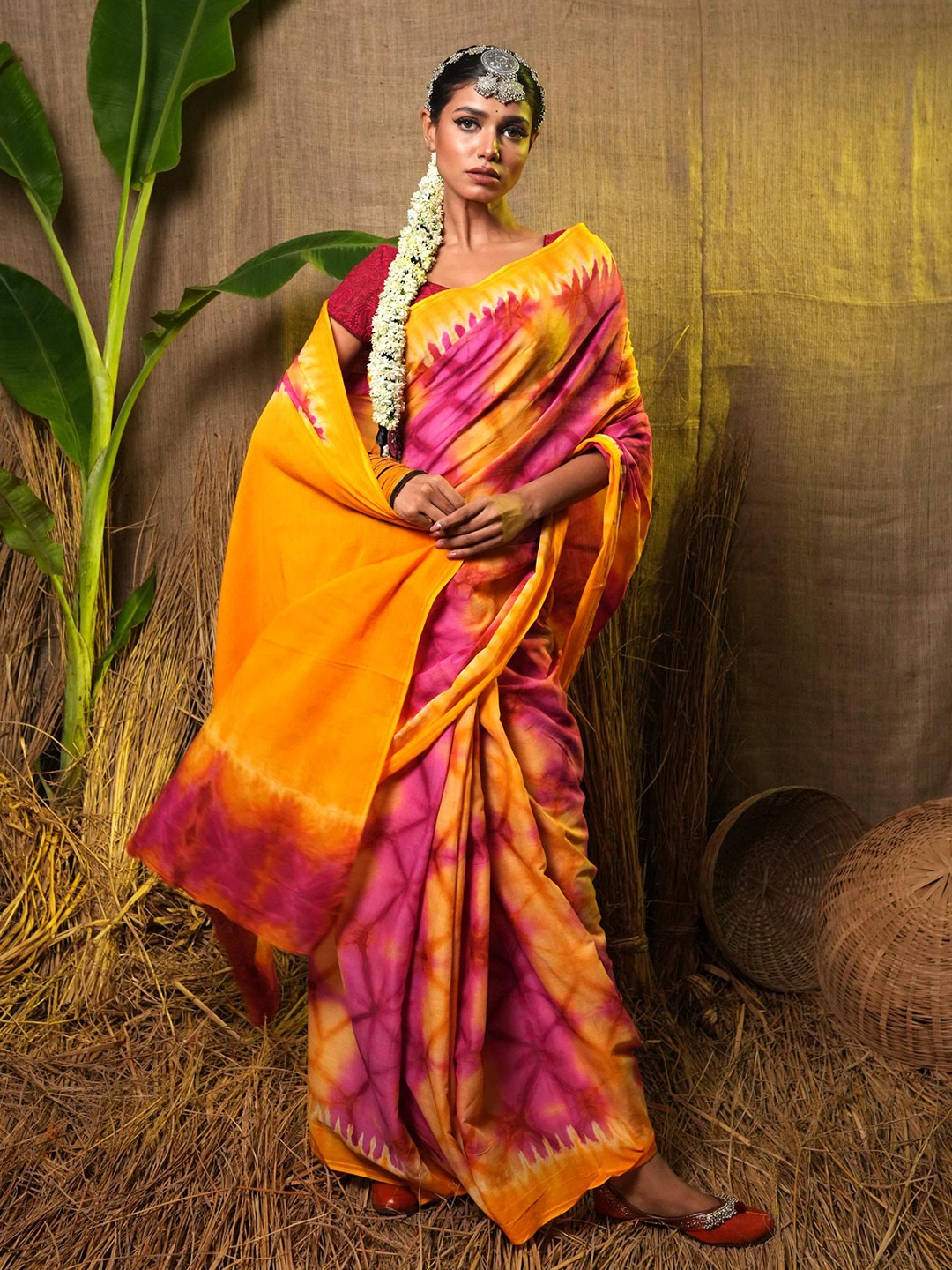 

Unnati Silks Tie and Dye Pure Cotton Saree, Pink