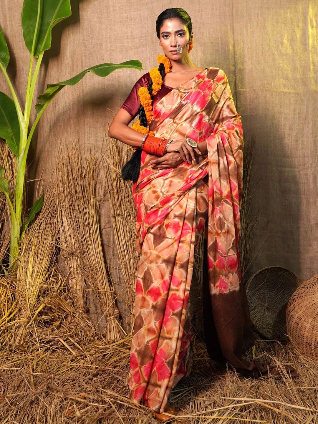 

Unnati Silks Tie & Dye Pure Cotton Saree, Red