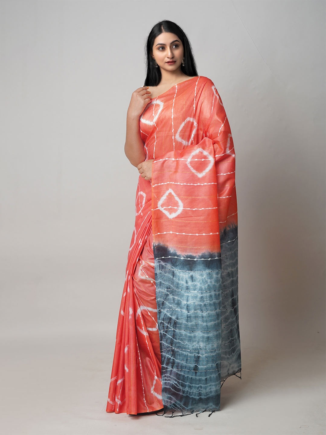 

Unnati Silks Tie and Dye Silk Cotton Leheriya Saree, Red