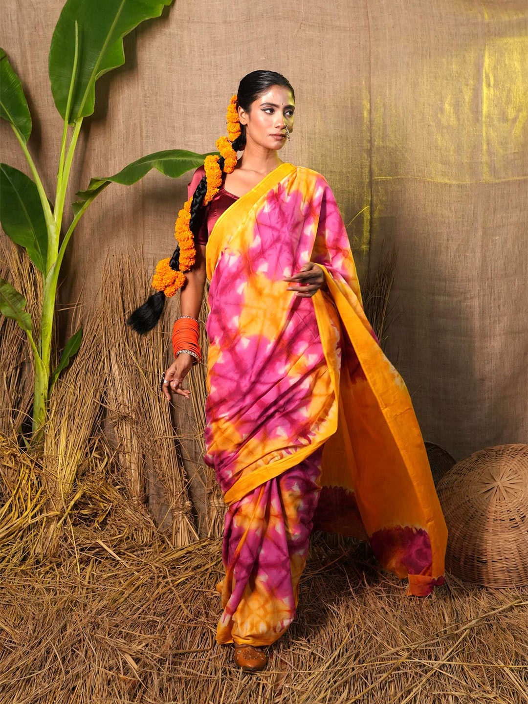 

Unnati Silks Tie & Dye Pure Cotton Saree, Pink