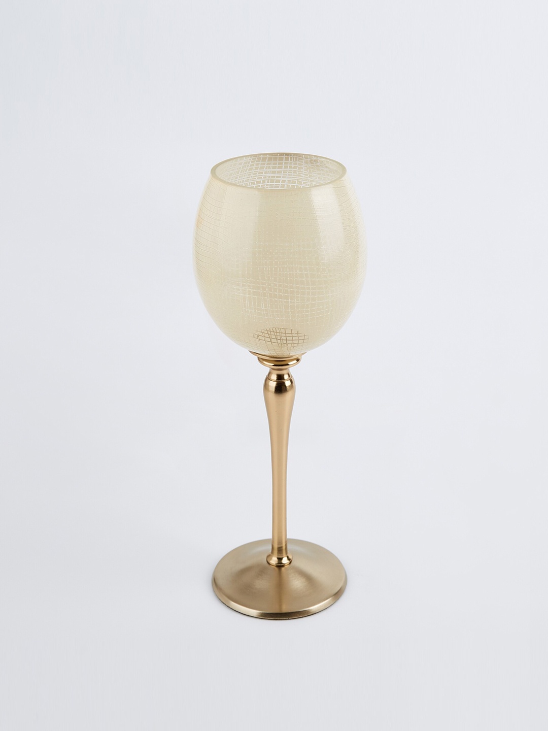 

Home Centre Gold Toned & Brown Textured Glass Pedestal T-Light Holder