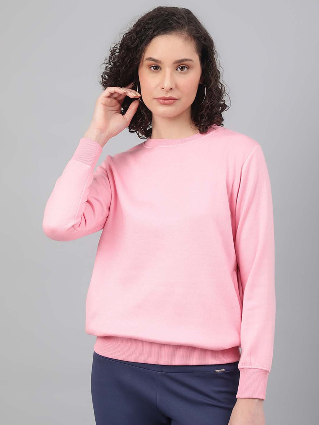 

BESIMPLE Ribbed Fleece Sweatshirt, Pink