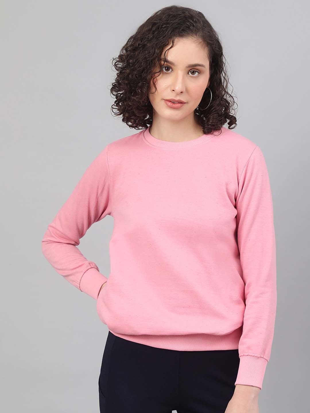 

BESIMPLE Fleece Ribbed Sweatshirt, Pink