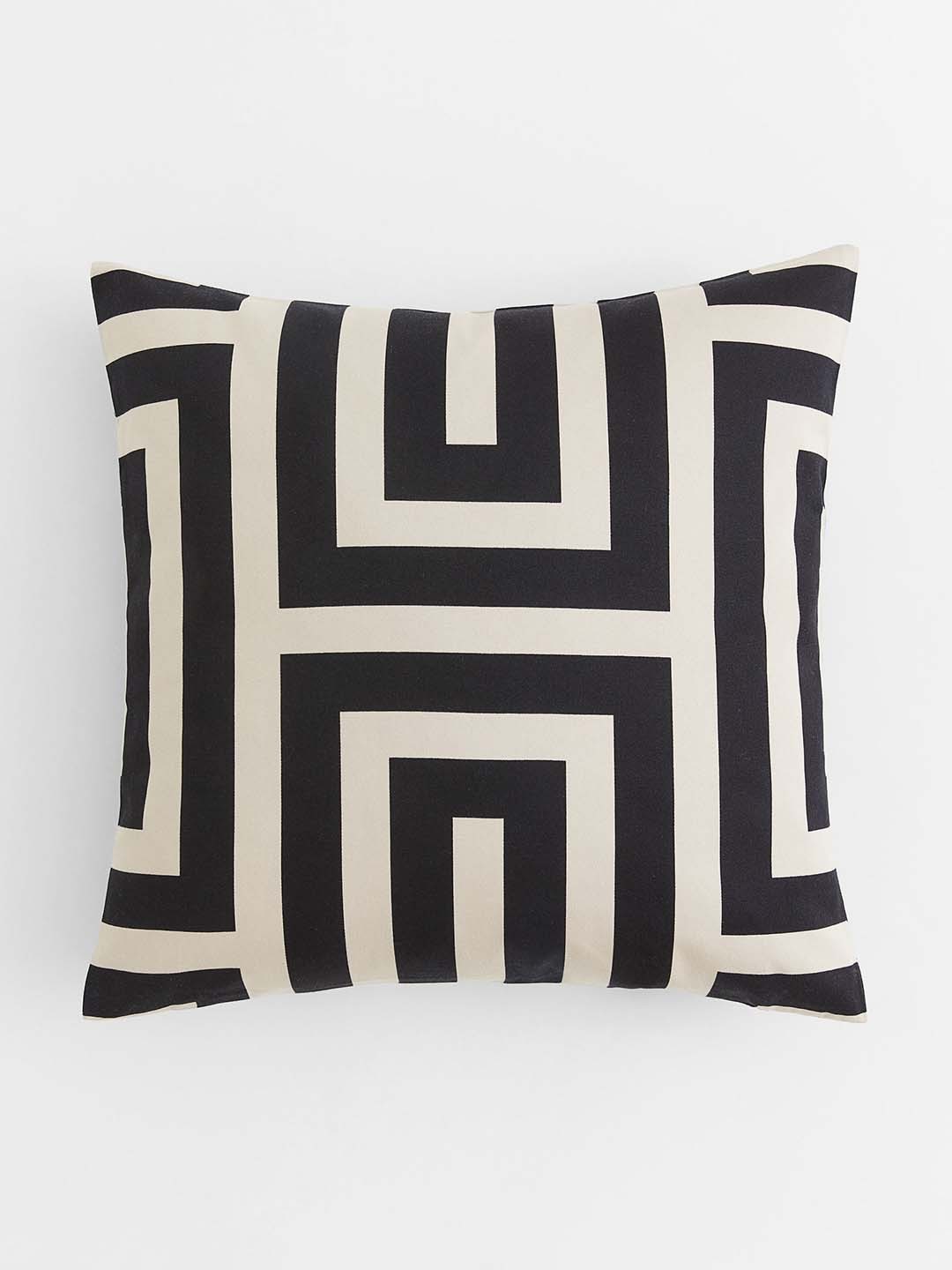 

H&M Black Printed Cotton Satin Cushion Cover