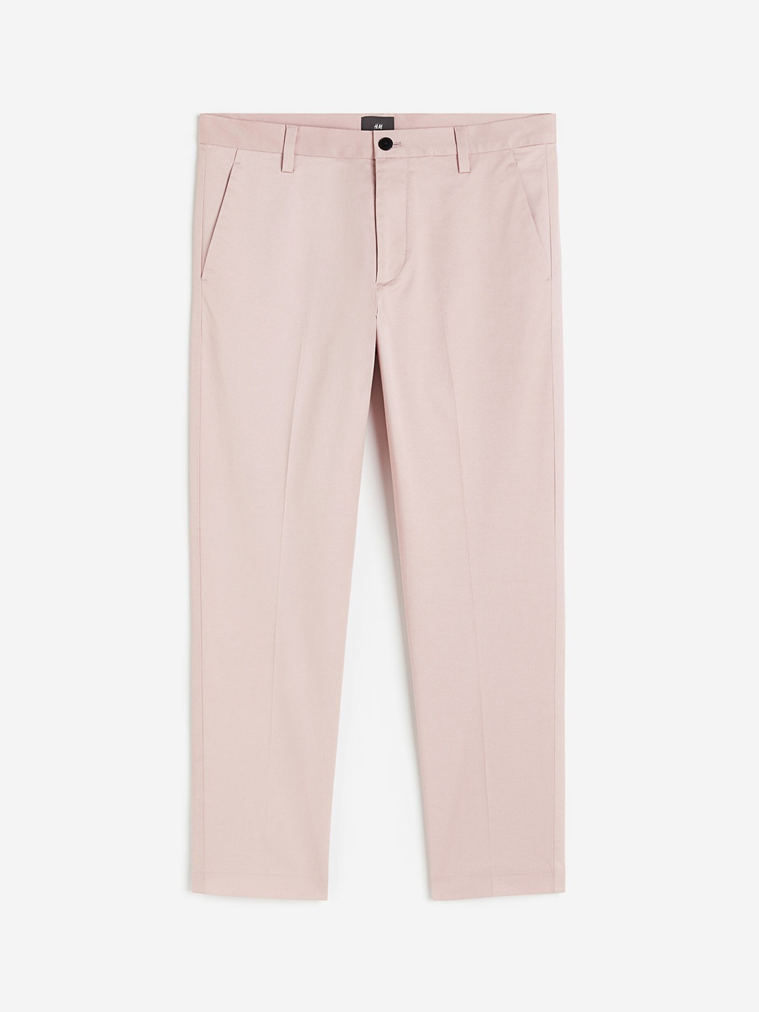 

H&M Men Slim-Fit Twill Trousers, Pink