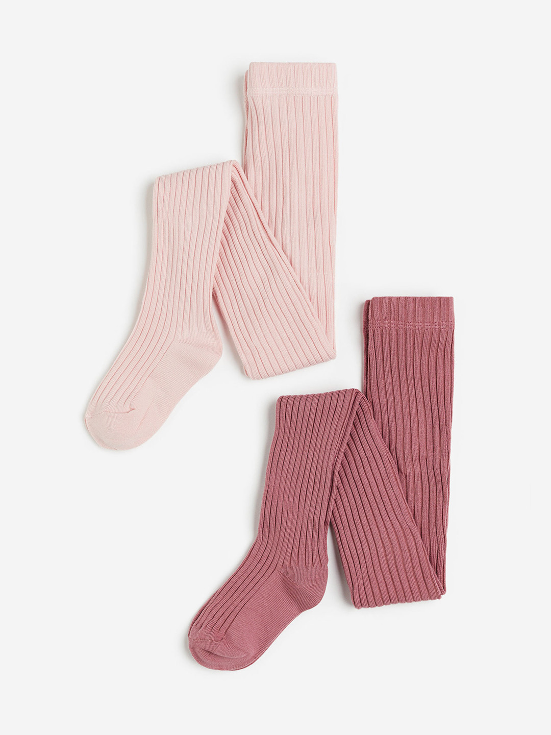 

H&M Girls 2-Pack Fine-Knit Tights, Pink