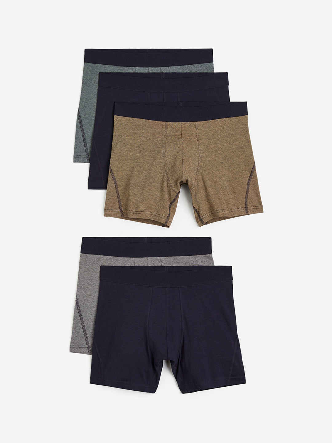 

H&M Men 5-Pack Xtra Life Mid Trunks, Beige