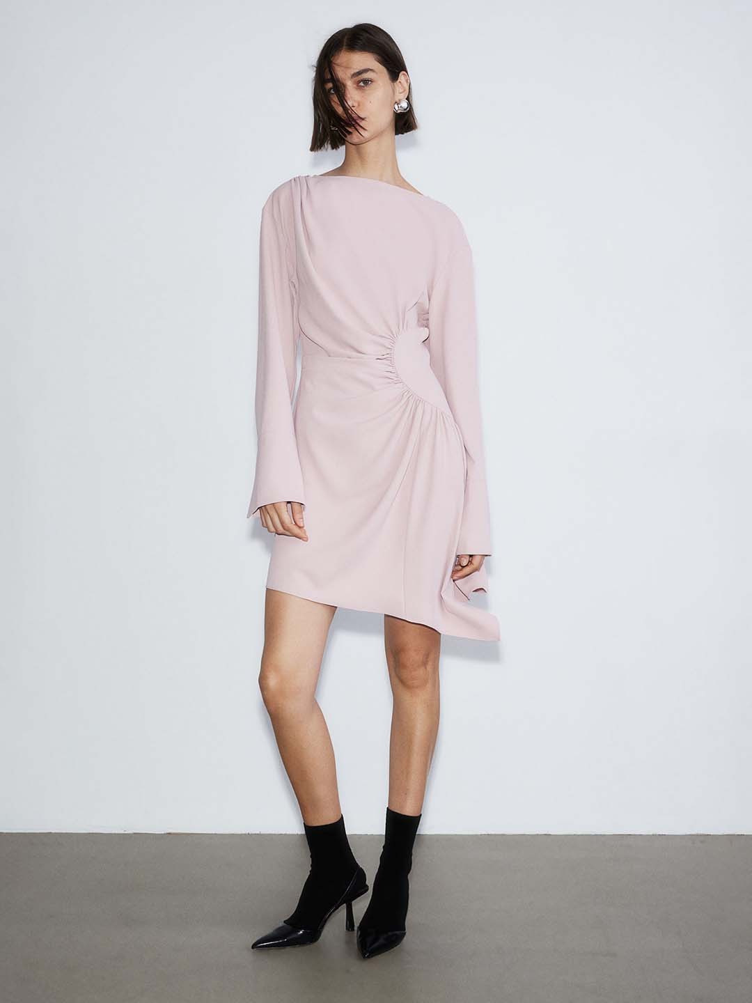 

H&M Draped Crepe Dress, Pink