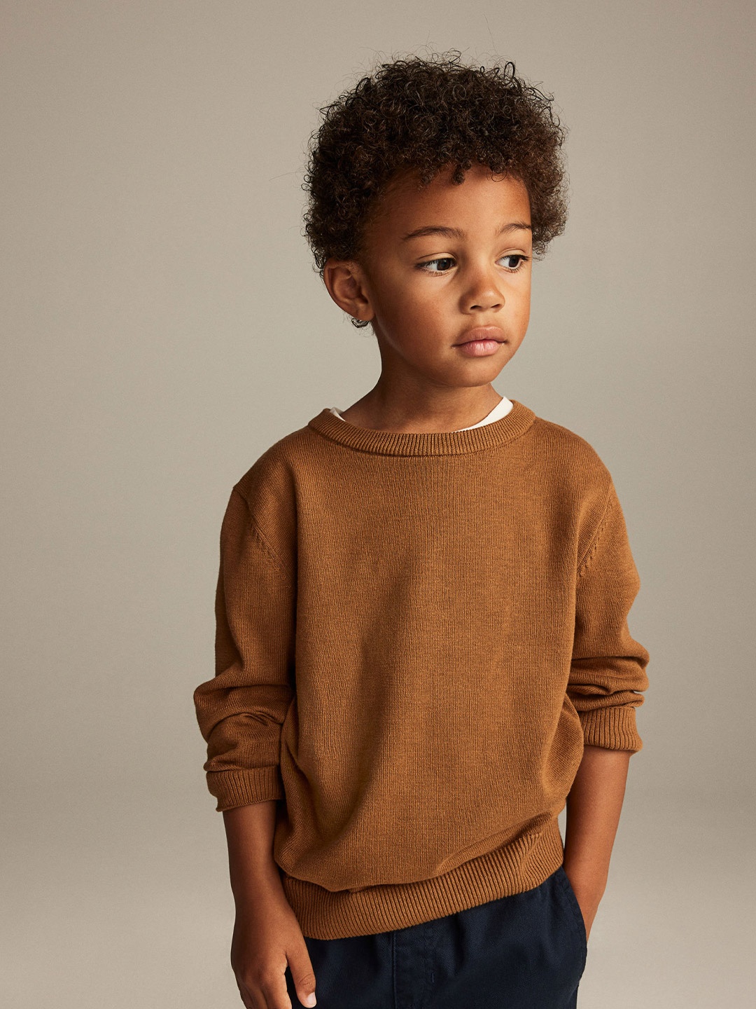 

H&M Boys Pure Cotton Jumper, Brown