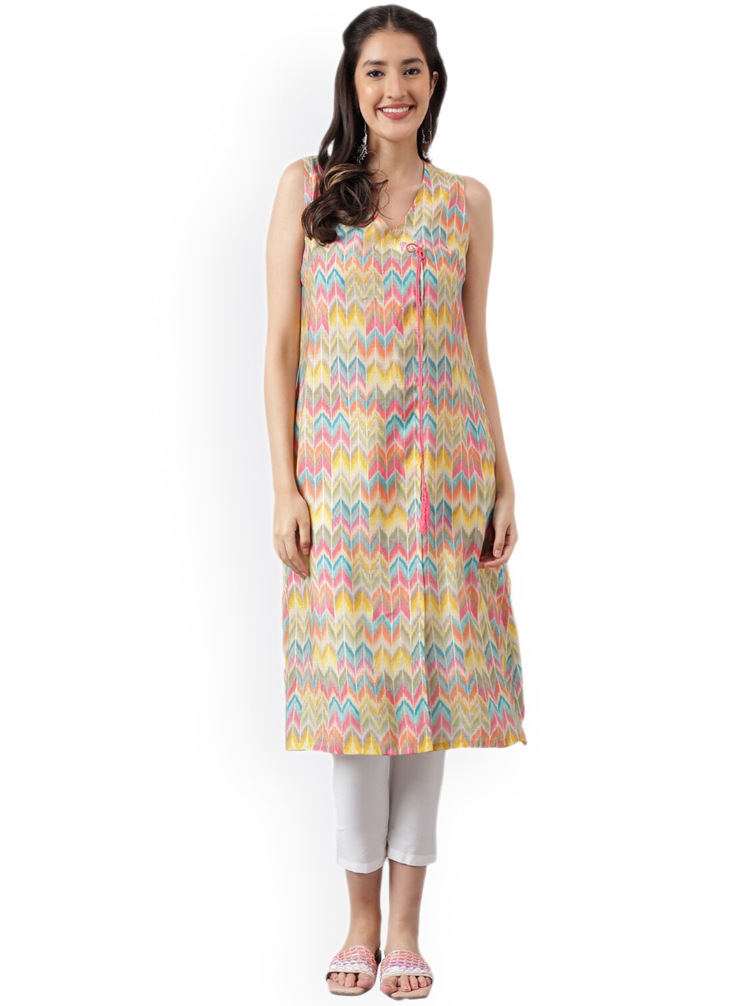 

KALINI Floral Printed Kurta, Yellow