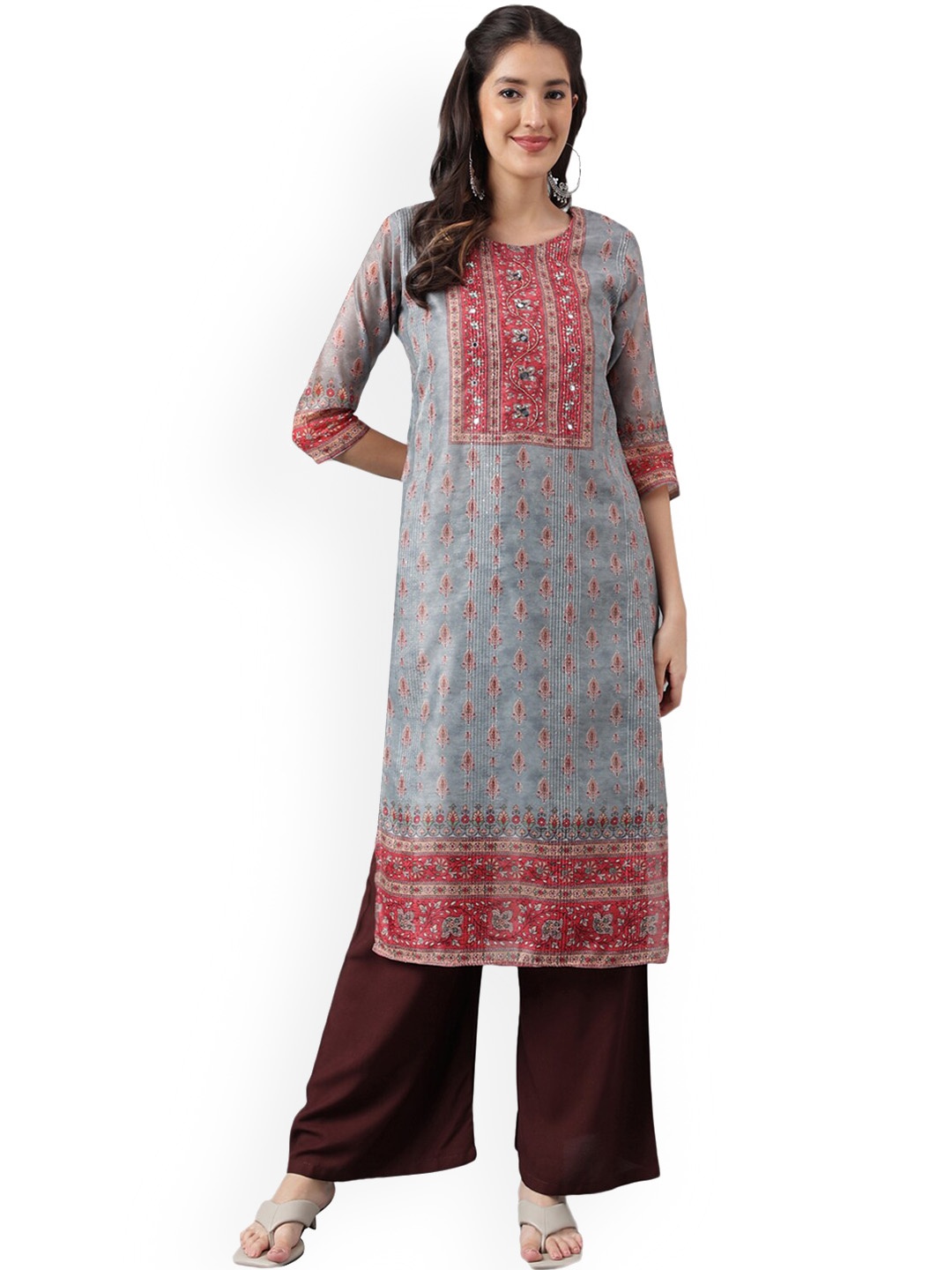 

Nimayaa Ethnic Motifs Embroidered Kurta, Grey