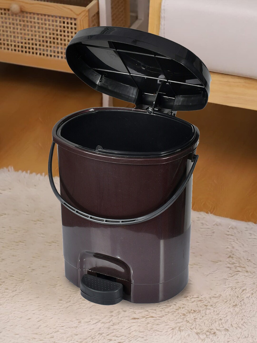

Kuber Industries Brown Pedal Dustbin With Detachable Bucket 10 L