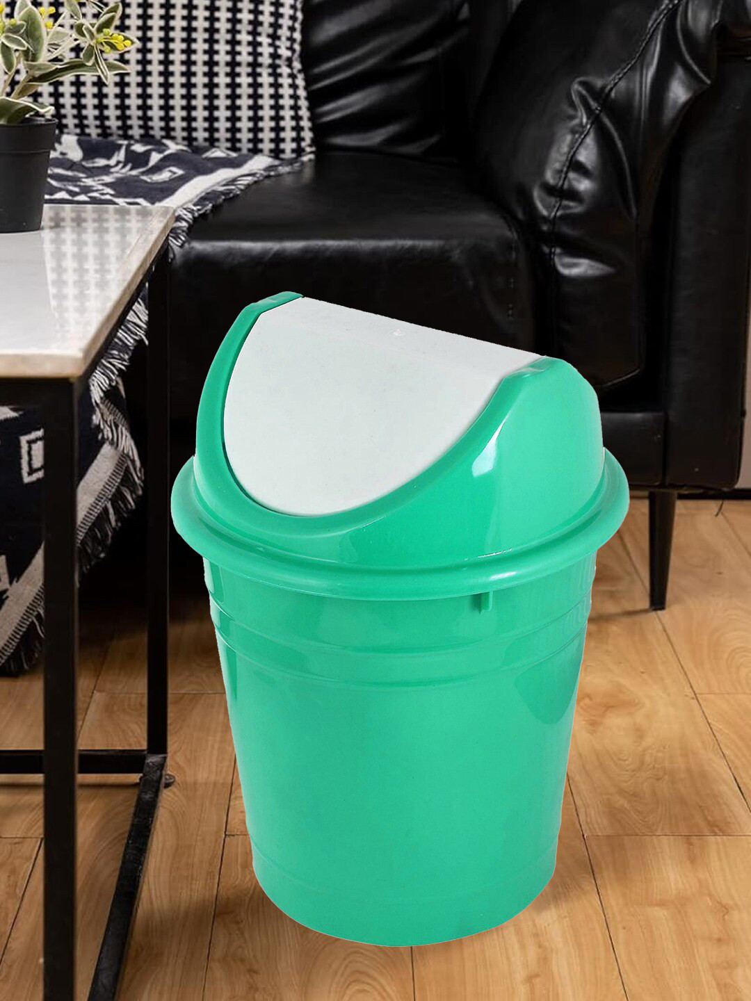 

Kuber Industries Black & Green 2 Pieces Swing Dustbins - 10 L Each