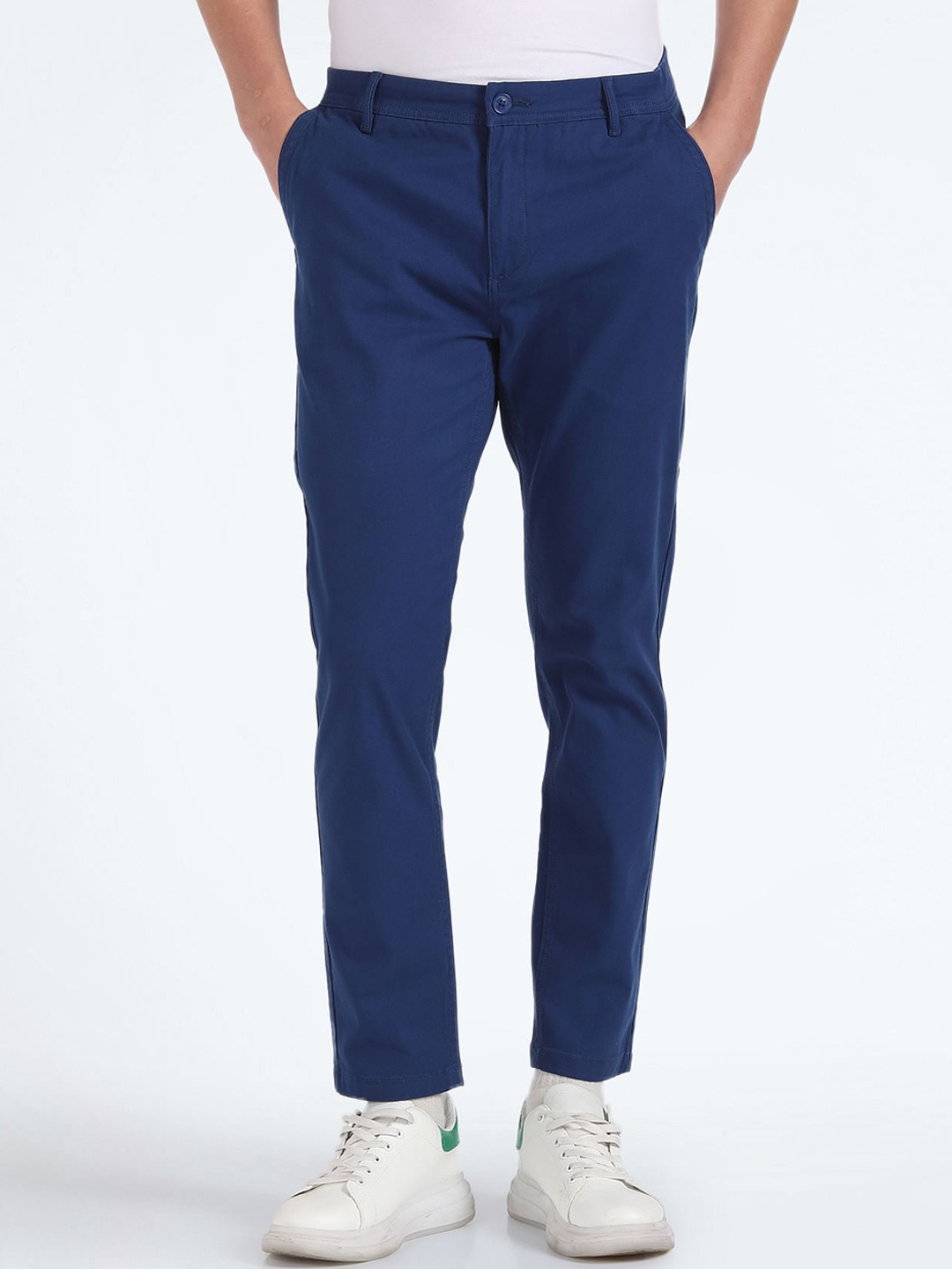 

Flying Machine Men Tapered Fit Chinos Trousers, Blue