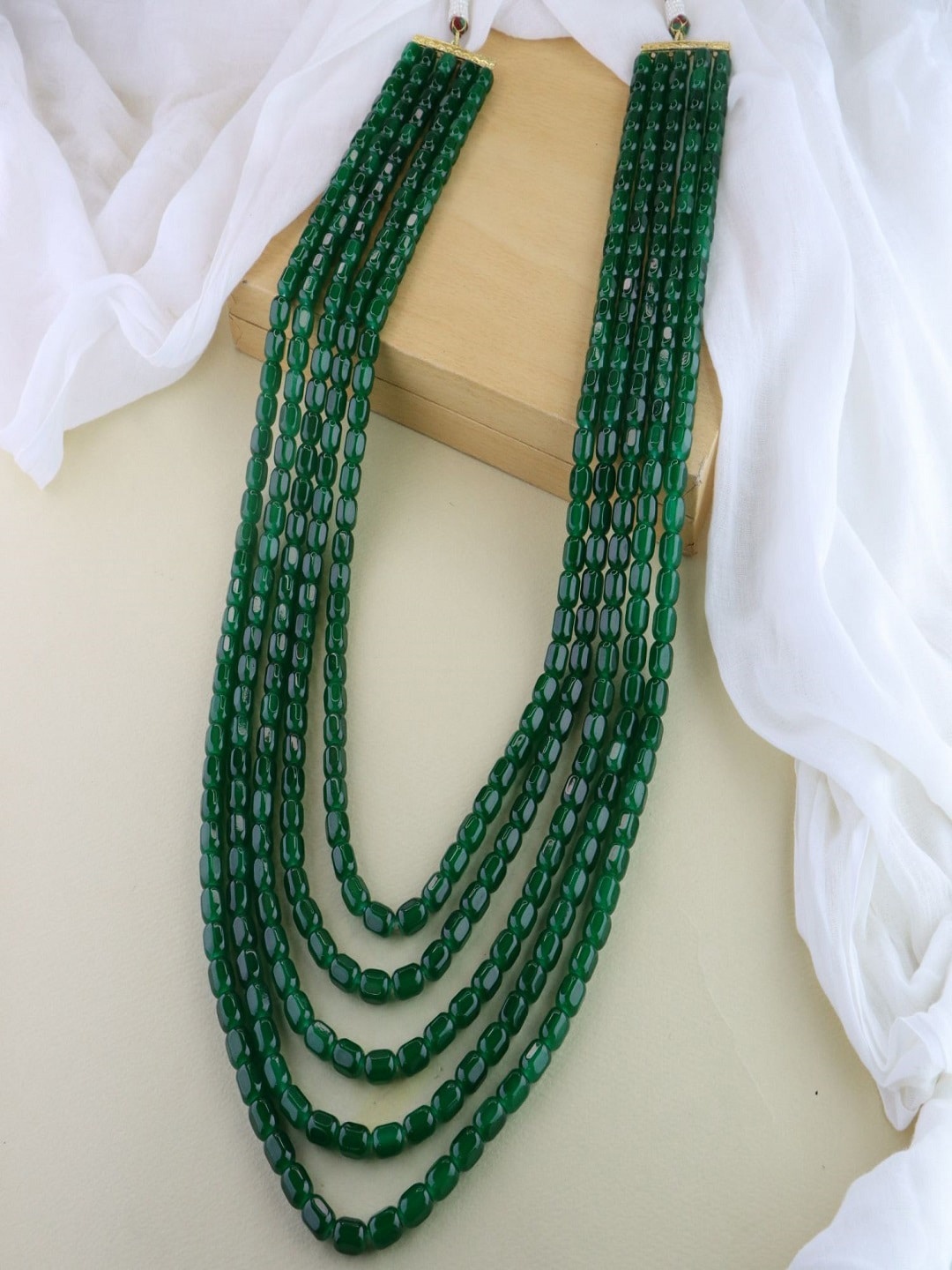 

I Jewels Men Gold-Plated Artificial Beads Studded Layered Necklace