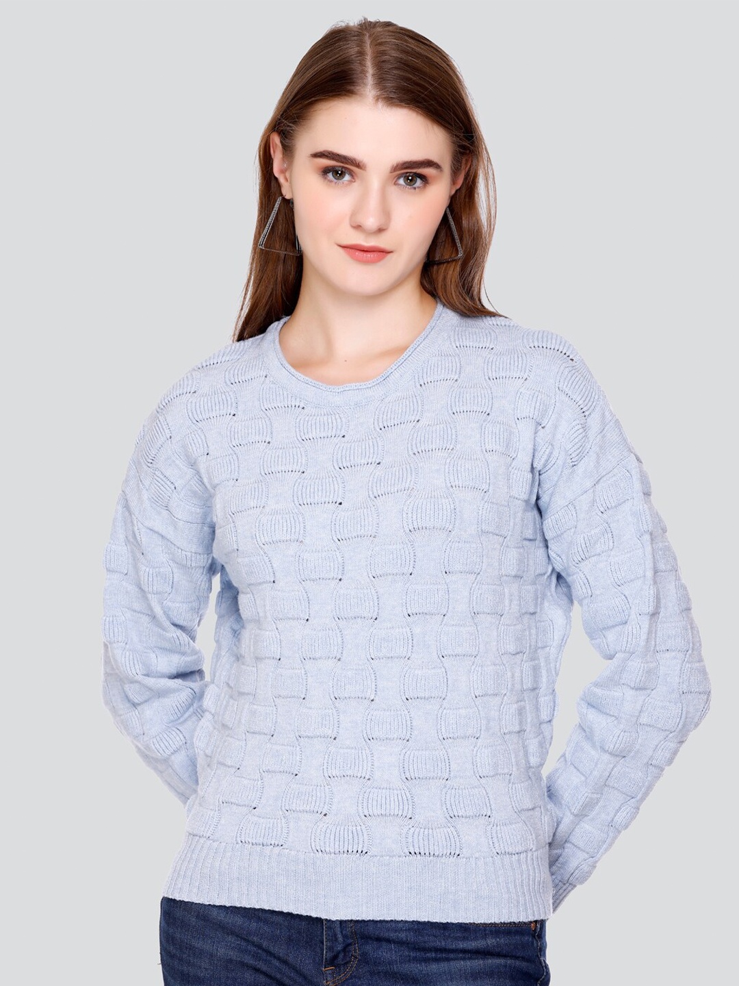 

GOSHA & MAU Self Designed Round Neck Woollen Pullover, Blue