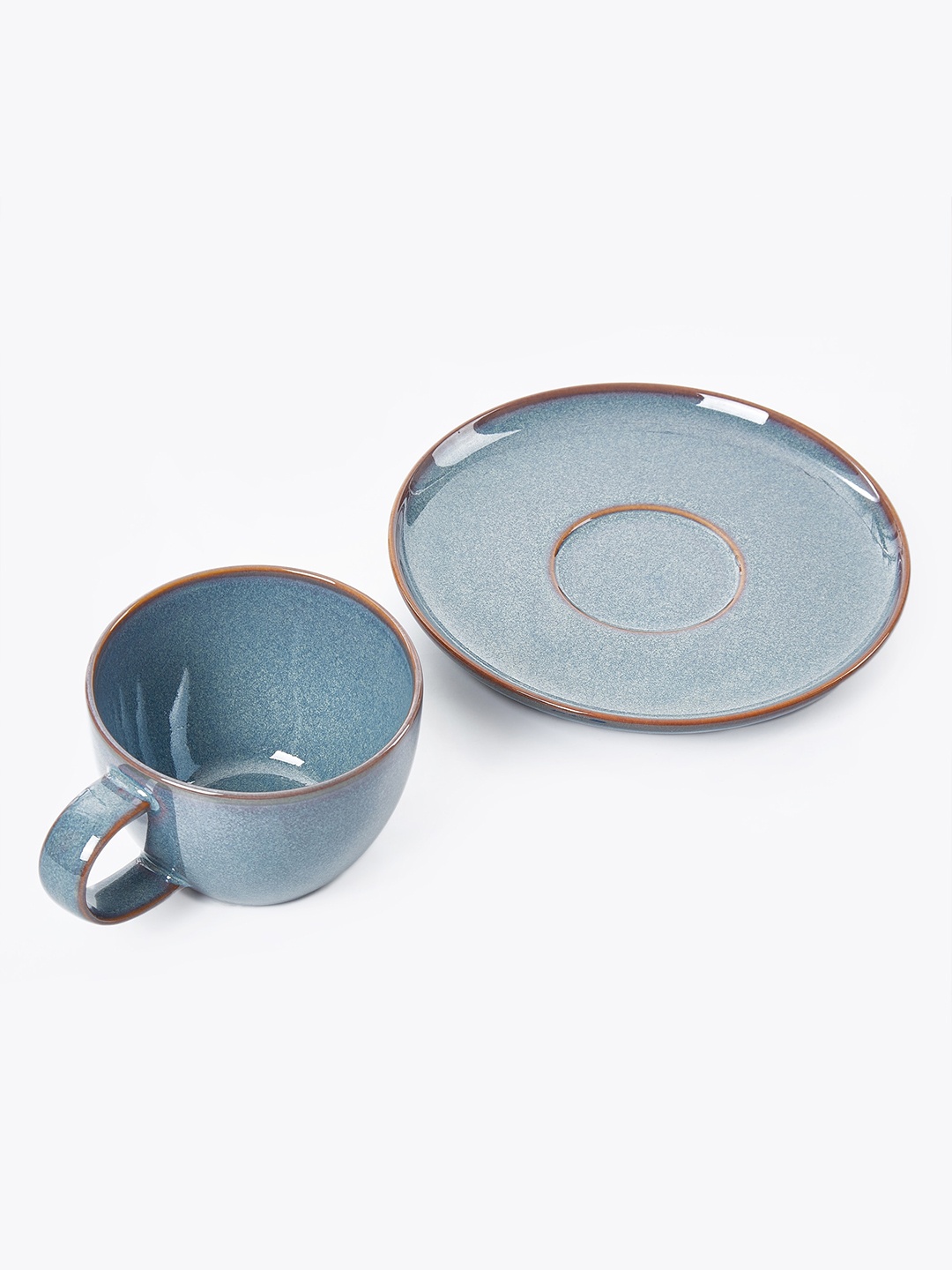 

Home Centre Capiz Grigio Grey Solid Porcelain Glossy Cup and Saucer 180 ml