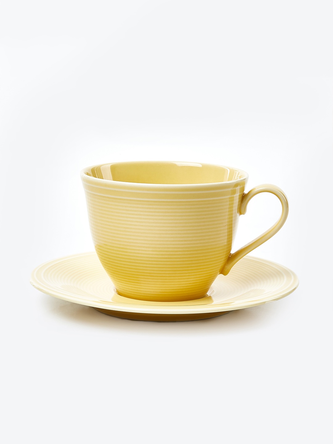 

Home Centre Colour Refresh Yellow & White Printed Porcelain Glossy Cups and Saucers 220ml