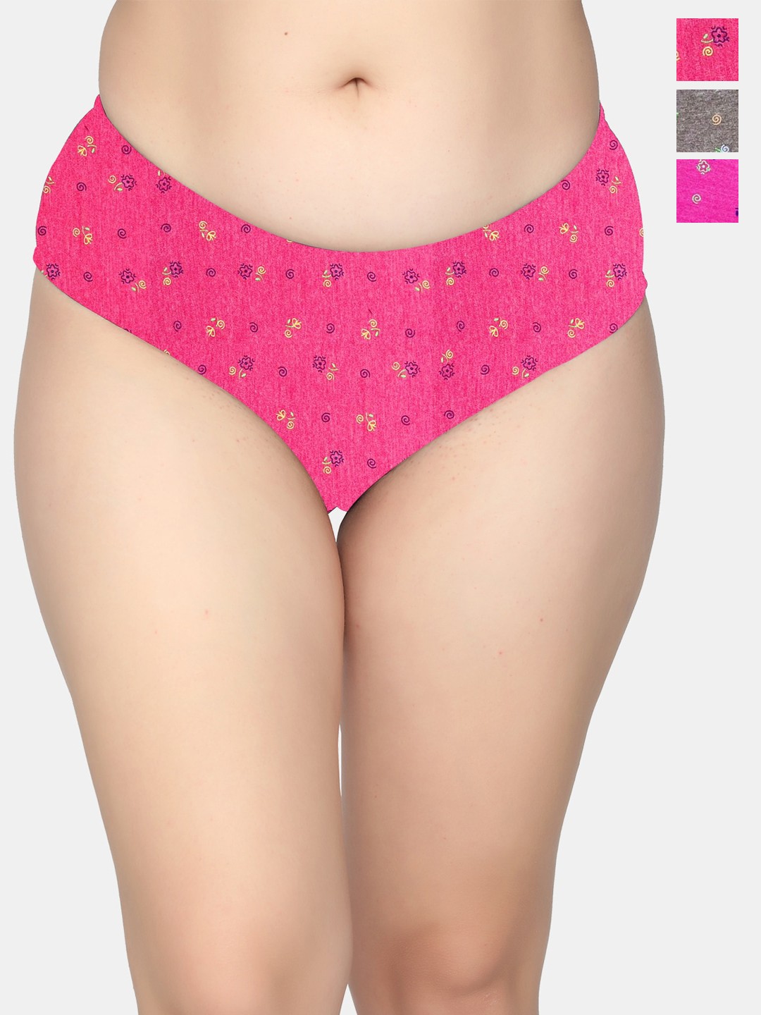 

MAROON Pack Of 3 Printed Hipster Briefs, Pink