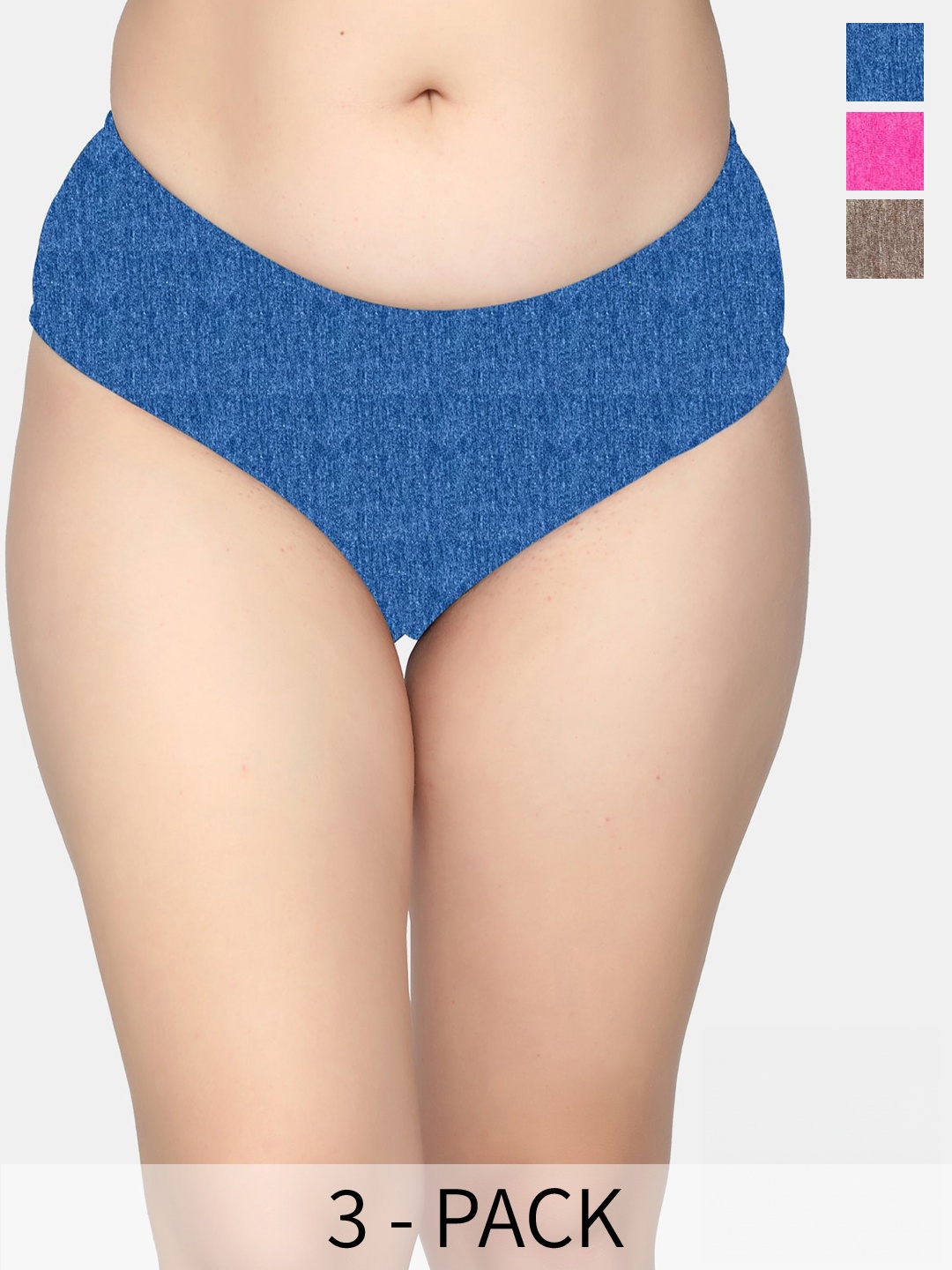 

MAROON Pack Of 3 Mid-Rise Anti Bacterial Hipster Briefs, Blue